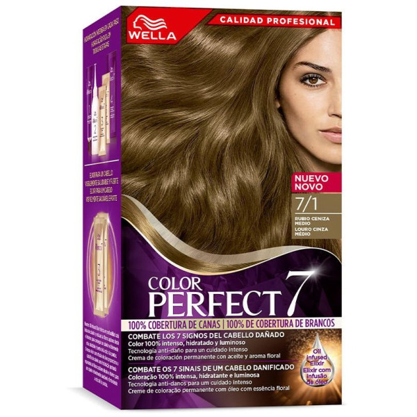 Wella Color Perfect 7 100% Cobertura De Canas 7/1-Rubio Ceniza Medio 6 U