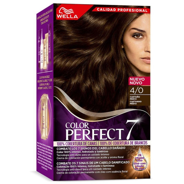 Wella Color Perfect 7 100% Cobertura De Canas 4/0-Castaño Medio