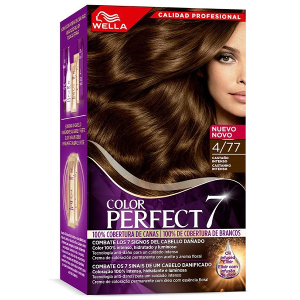 Wella Color Perfect 7 100% Cobertura De Canas 4/77-Castaño Aterciopelado