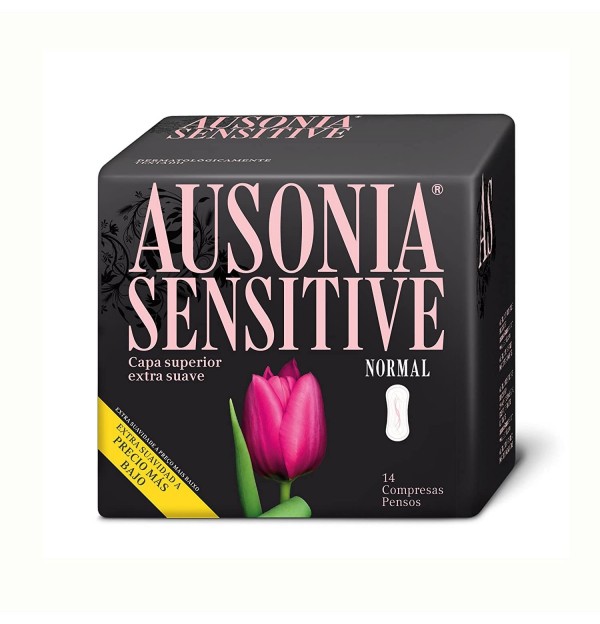 Compresas Higienicas Femeninas - Ausonia Sensitive (Normal Con Alas 14 U)