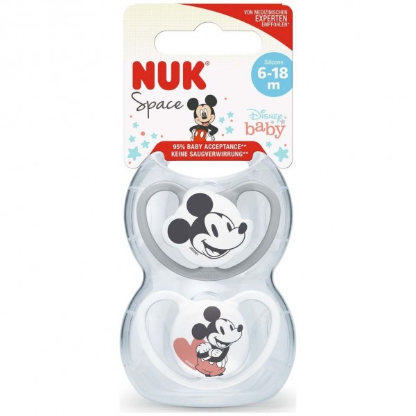 Nuk Chupete Space Mickey Silicona Gris 6-18 Meses