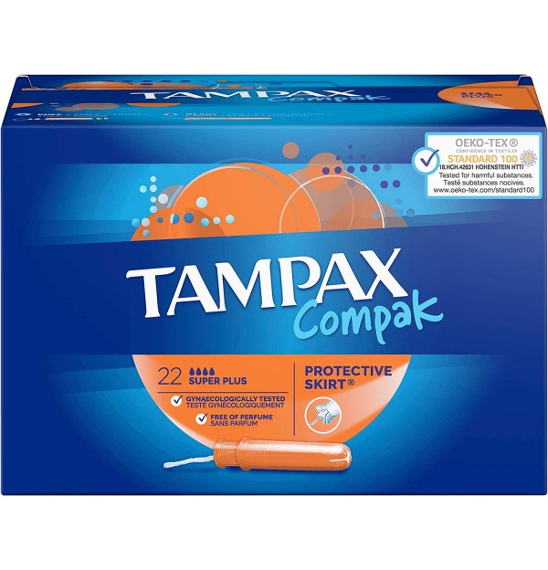Tampax Compak Tampon 100%Algodon (Super Plus 18U)