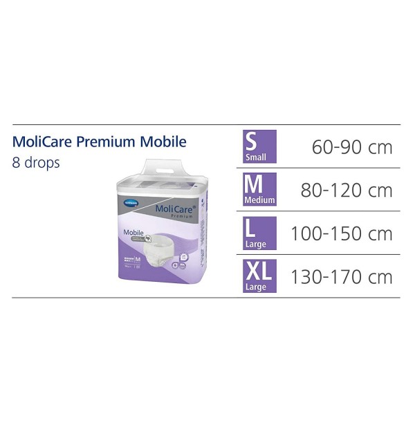 Absorbente Incontinencia Orina Ligera Con Slip - Molicare Mobile Super (14 Unidades Talla Extra Large)