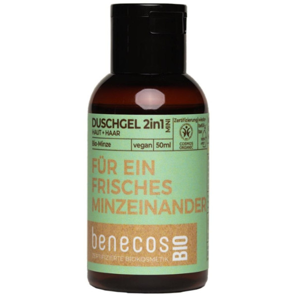 Benecos Gel Baño 2 En 1 Menta Mini Viaje Bio Vegano 50Ml