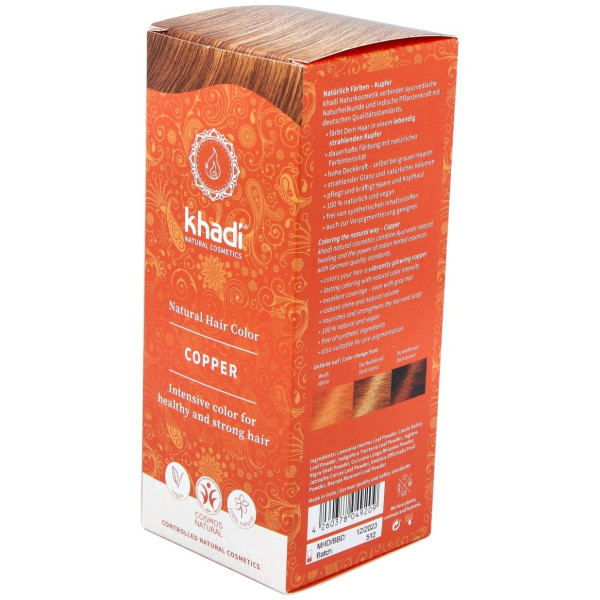 Khadi Herbal Color Cobre Brillante Rubio Y Rojizo 100G