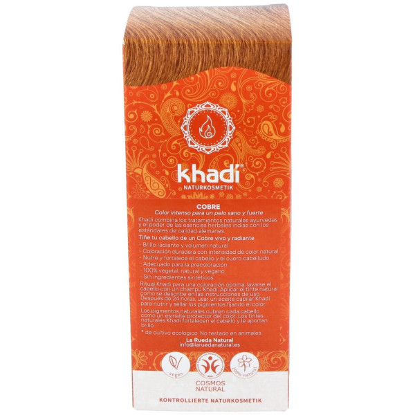Khadi Herbal Color Cobre Brillante Rubio Y Rojizo 100G