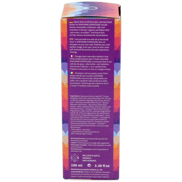 Khadi Aceite Elixir Ayurveda Anti Edad Shatavari 100Ml