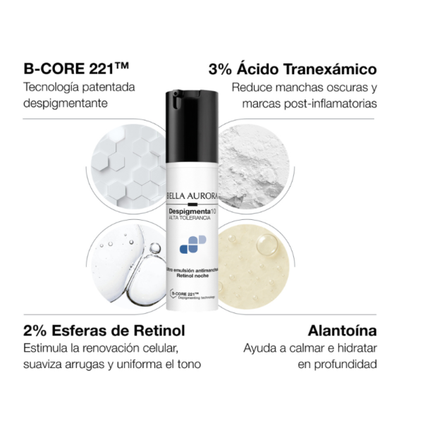 Despigmenta10 Ultra Emulsion Antimanchas Retinol Noche, 30 ml. - Bella Aurora Labs