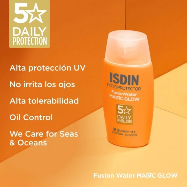 Fotoprotector Fusion Water MAGIC GLOW SPF 50, 50 ml. - Isdin