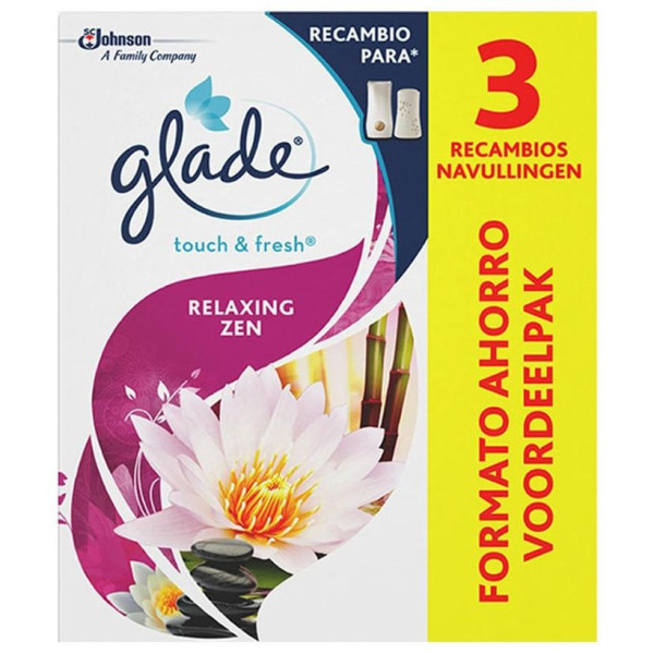 Glade Toque Ambientador Recambio Relax Zen 3Uds