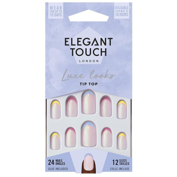 Elegant Touch Luxe Looks Nails With Glue Oval Tip Top 24Uds