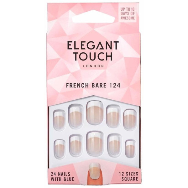 French Bare Nails With Glue Square 124-S 24 U