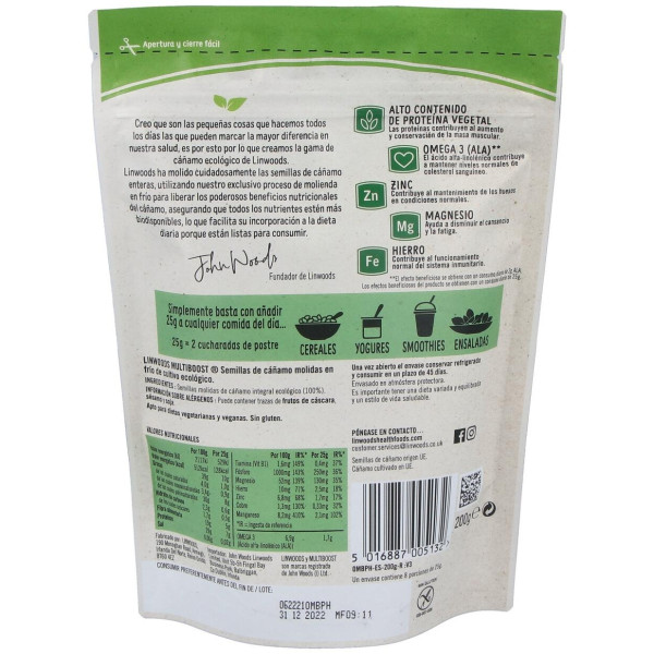 Semillas De Cañamo Molidas 200Gr. Bio