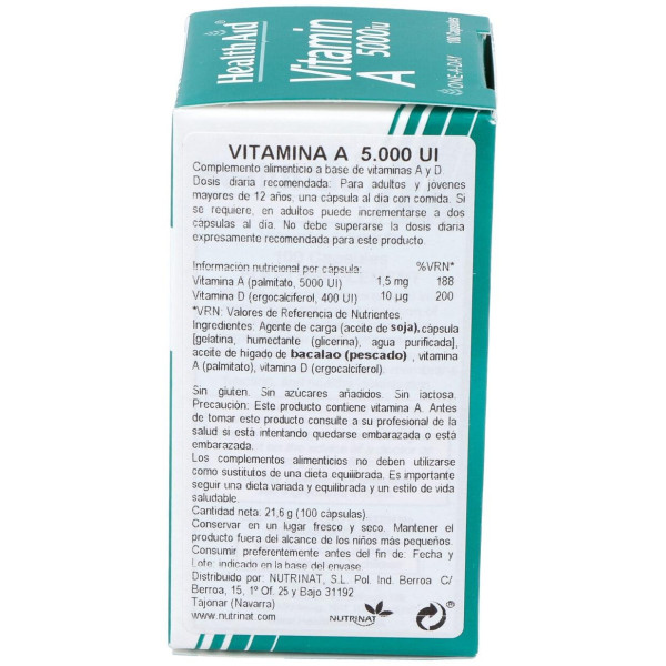 Vit A 5000Ui Con Vit D 400Ui 100Cap. Health Aid