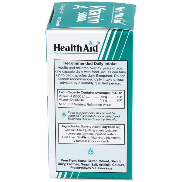 Vit A 5000Ui Con Vit D 400Ui 100Cap. Health Aid