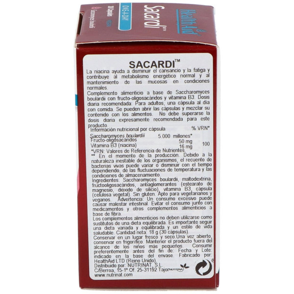 Sacardi (Saccharomyces Boulardii) 30Vcaps.