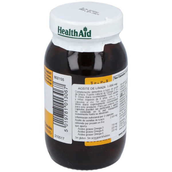 Aceite De Linaza Flaxseed Oil 60Cap. Health Aid