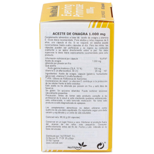 Aceite De Onagra 1.000Mg. 60Cap. Health Aid