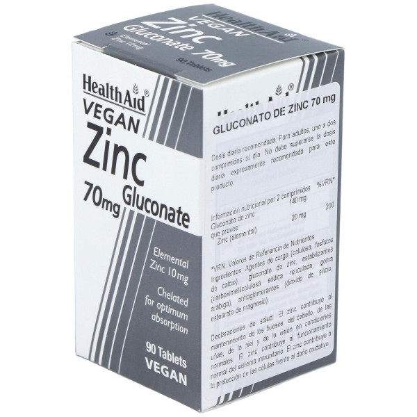 Healthaid Gluconato De Zinc 70 Mg 90 Comprimidos