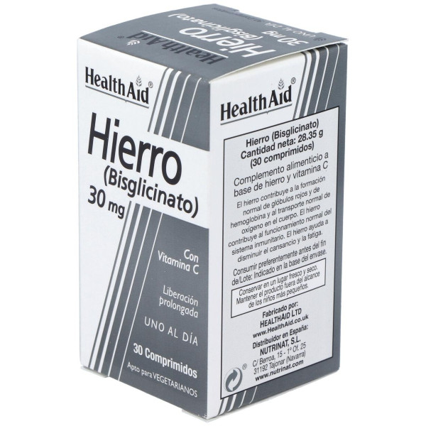 Hierro Bisglycinate Iron+Vit.C 30Comp Health Aid