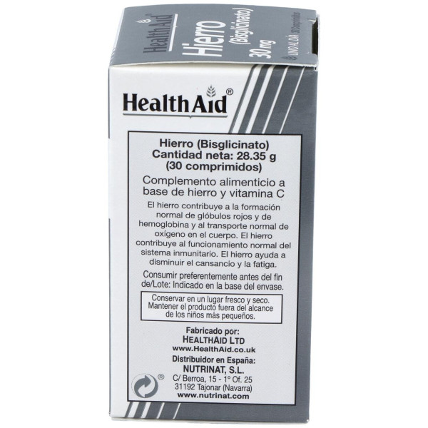 Hierro Bisglycinate Iron+Vit.C 30Comp Health Aid