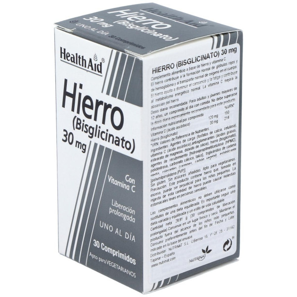 Hierro Bisglycinate Iron+Vit.C 30Comp Health Aid