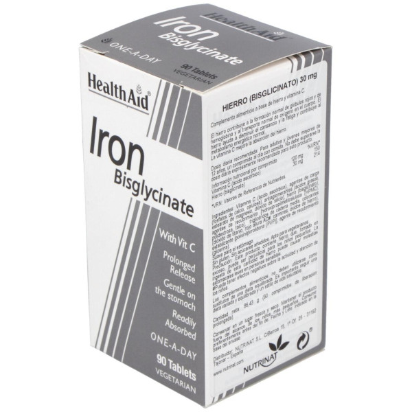 Hierro Bisglycinate Iron+Vit.C 90Comp. Health Aid