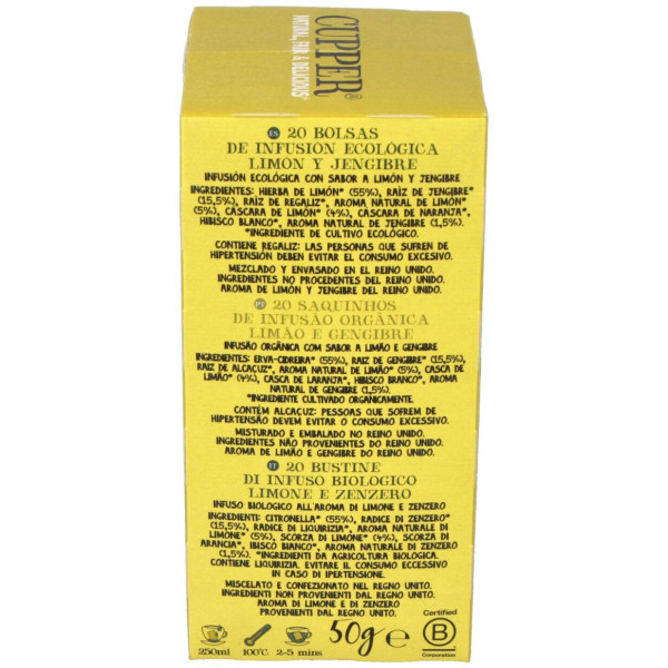 Limon Y Jengibre Infusion 20 Bolsitas.Bio