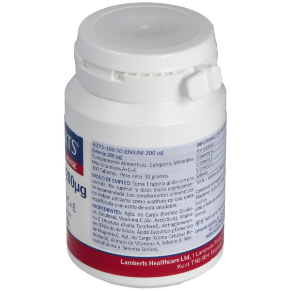 Lamberts Selenio 200Μg + Vitaminas A+C+E 100 Comprimidos