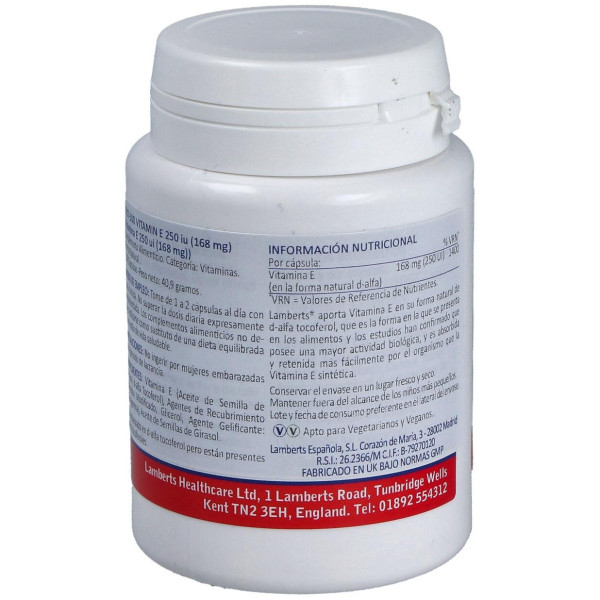 Vitamina E Natural 250 U.I. 100 Cap.