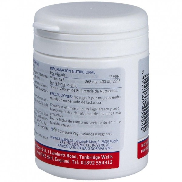 Vitamina E 60 Cap 400Ui 8708 Lamberts