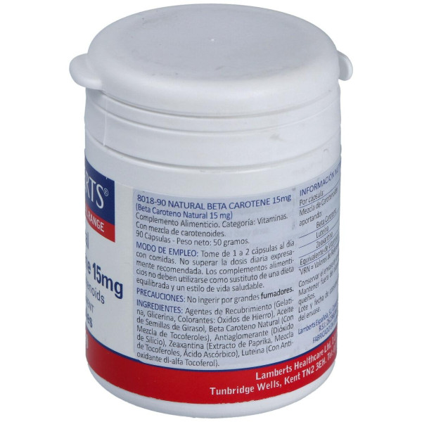 Lamberts Beta Caroteno Natural 15Mg 90Caps.