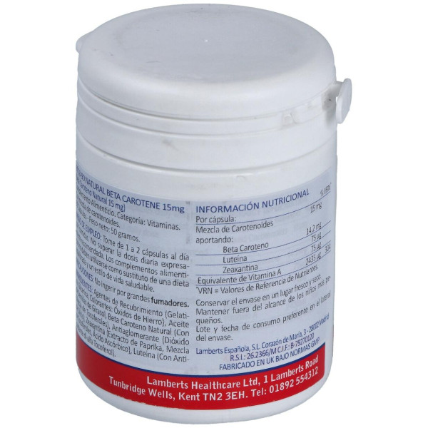 Lamberts Beta Caroteno Natural 15Mg 90Caps.