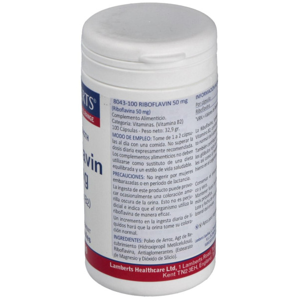 Vitamina B-2 50 Mg.(Riboflavina) 100 Cap.