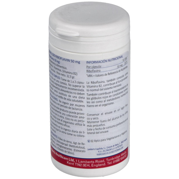 Vitamina B-2 50 Mg.(Riboflavina) 100 Cap.