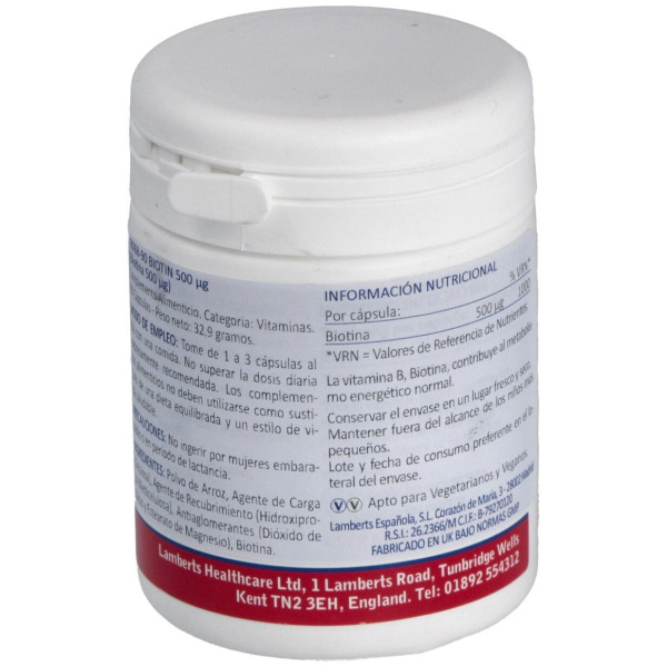 Lamberts Biotin 500Mg 90Cáps