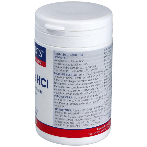 Lamberts Comprimidos Para La Digestión Betaine Hcl Con Pepsina - 180 Comprimidos