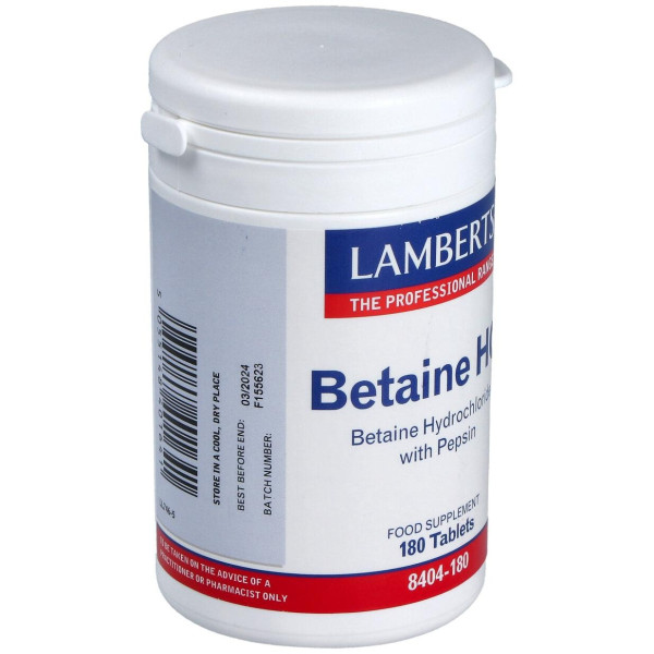 Lamberts Comprimidos Para La Digestión Betaine Hcl Con Pepsina - 180 Comprimidos