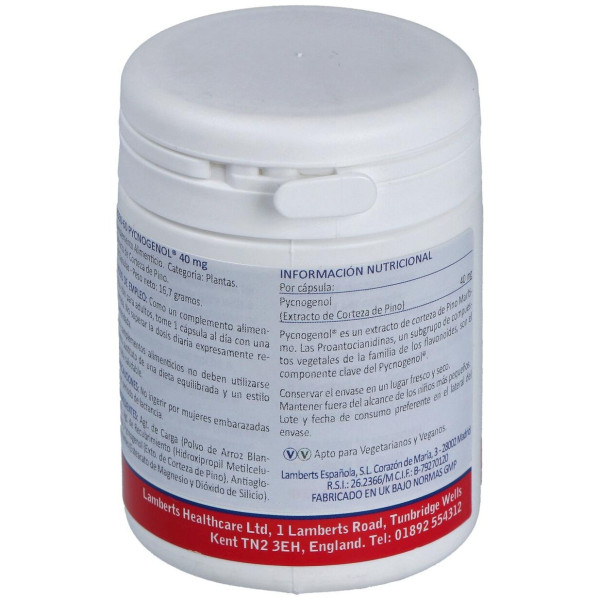 Pycnogenol 40 Mg.(Extracto De Pino Bark) 60 Cap.