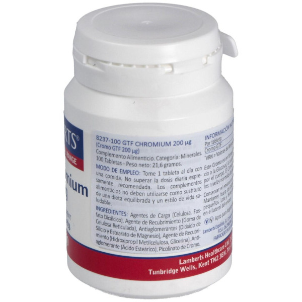 Lamberts Cromo Gtf 200Μg 100 Comprimidos