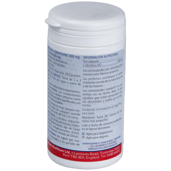Lamberts Ornitina Hcl 500 Mg 60 Cap