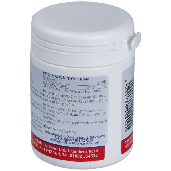 Zinc (Como Citrato) 15 Mg. 180Comp.