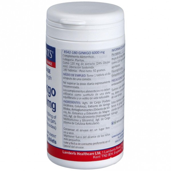 Lamberts Ginkgo Time Release Extra High Strenght 6000Mg 180Comp