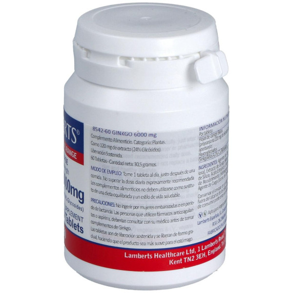 Ginkgo Biloba 6000 Alta Potencia 120Mg. 60Comp.