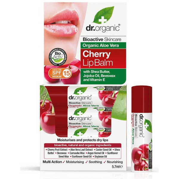 Dr Organic Bálsamo Labial De Aloe Vera Y Cereza 5_7Ml