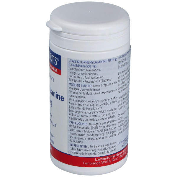 Lamberts L-Fenilalanina 500 Mg 60 Cápsulas