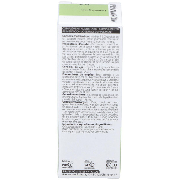 Pranarôm Aceite Esencial De Lemongrass 10Ml
