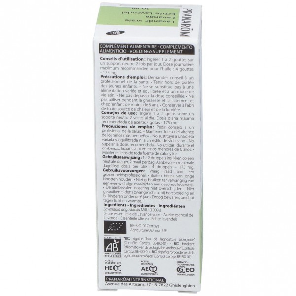 Pranarôm Aceite Esencial De Lavanda Bio 10Ml