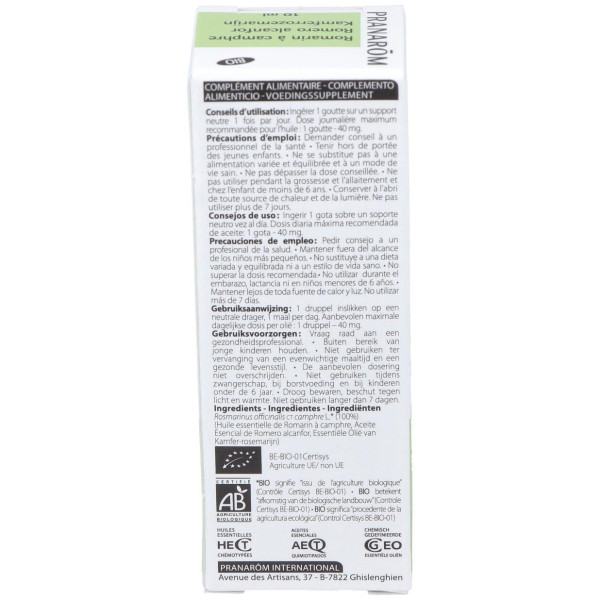 Pranarôm Aceite Esencial De Romero Alcanfor Bio 10Ml