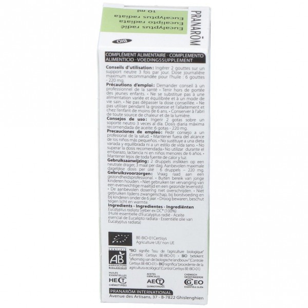 Pranarôm Aceite Esencial De Eucalipto Radiata Bio 10Ml